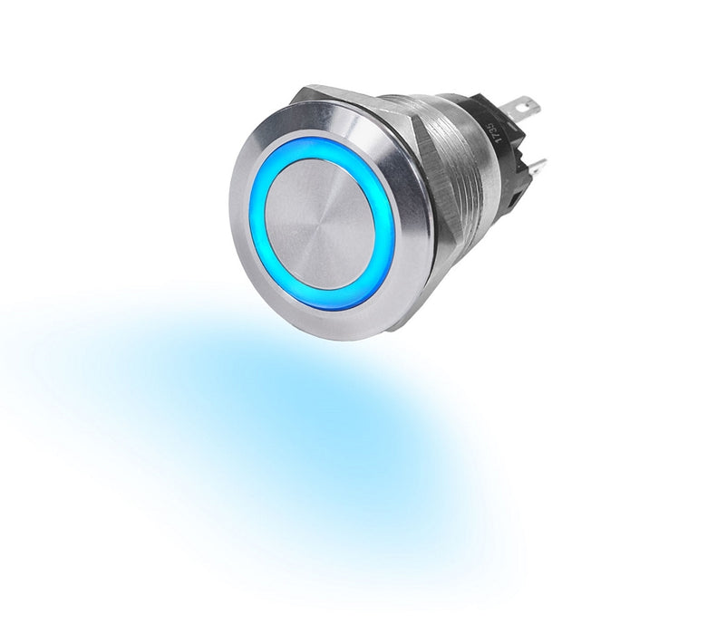 10A Push Button LED Ring Switch - Blue Sea