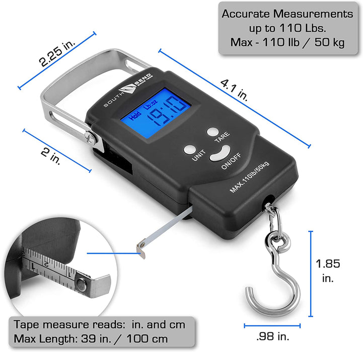 Digital Hanging Fishing Scale & Tape Measure - South Bend