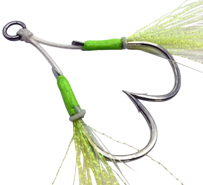 Twin Assist Hooks with Feather - JYG Profishing