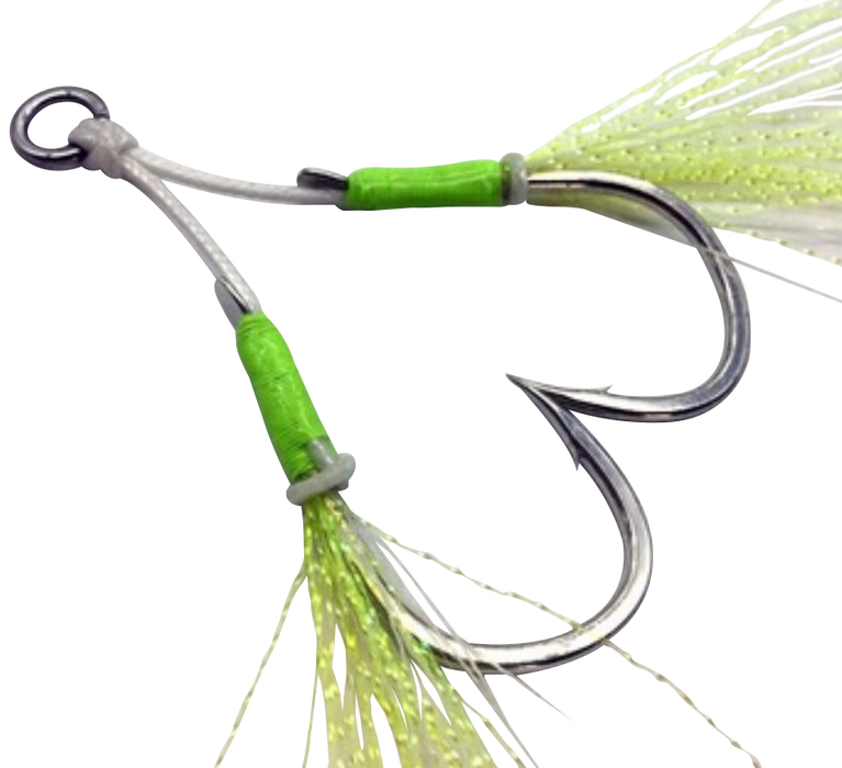 Twin Assist Hooks with Feather - JYG Profishing