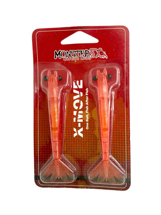 X-Move Shrimp - Monster 3X, 4-3/4 in / Premium Red - Red/Gold Flake