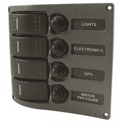 Water Resistant Switch Panel 4 Gang with Blue Led - Boater Sports
